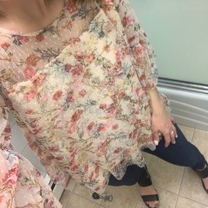 Floral ruffle blouse
